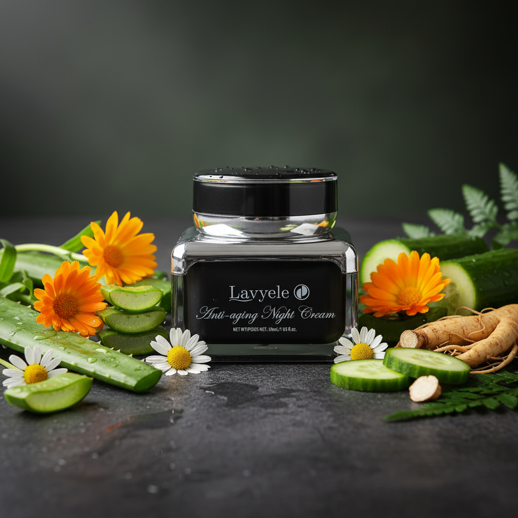 Anti-Aging Day Cream by Avyelle - dark glass jar with botanical ingredients